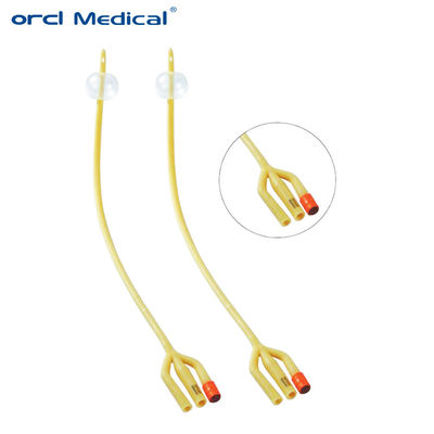 Yellow Disposable Foley Catheter Silicone Coated 3 Way 390-400mm Length