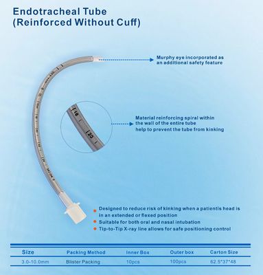 Medical Equipment Latex-Free  Reinforced PVC Cuffed / Uncuffed 2.0-10.0mm Endotracheal Tube Pediatric Use